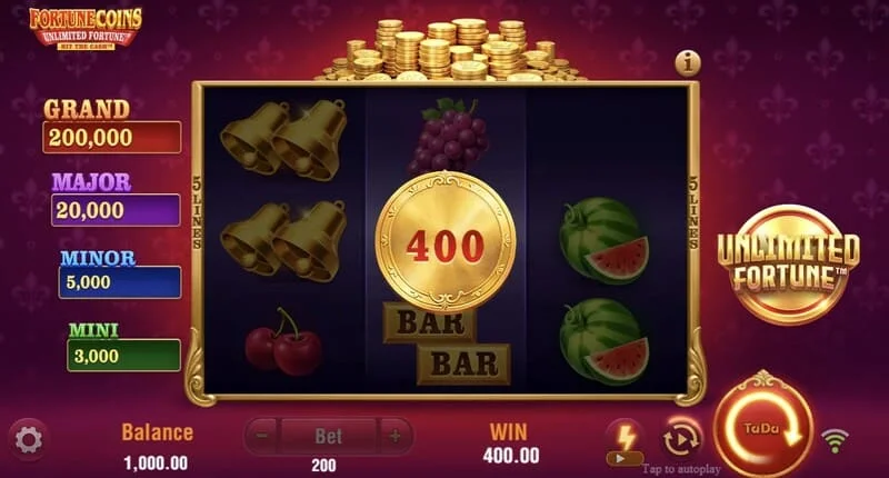 Fortune Coins Unlimited Fortune - кръг Lock & Respin с монети